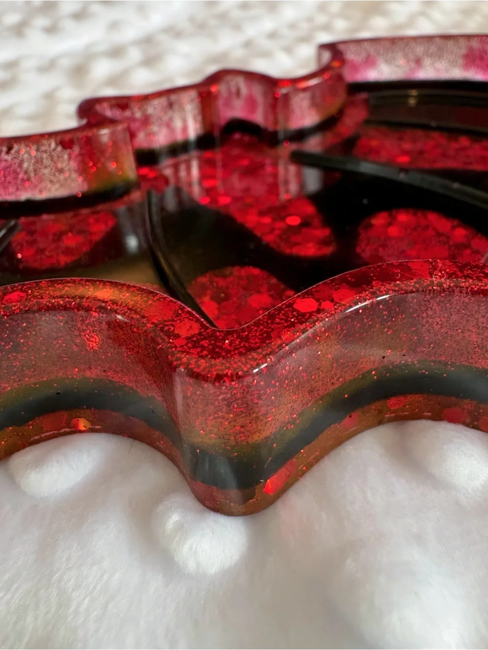 Handmade Red Glitter Bat Resin Trinket Tray